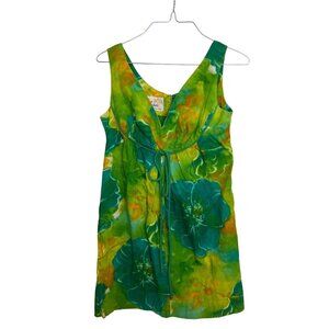 Vintage Lauhala Green Hawaiian dress Mini XS/S Sleeveless